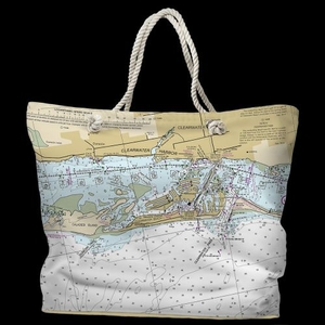 FL: Clearwater Beach, FL Water-Repellent Nautical Chart Tote Bag