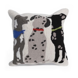 Liora Manne Frontporch Three Dogs Indoor/Outdoor Pillow Multi 18" Square