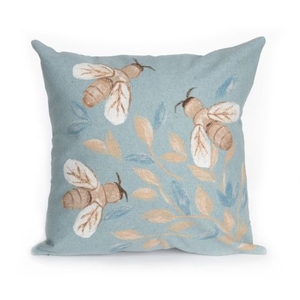 Liora Manne Visions Iii Bees Indoor/Outdoor Pillow Aqua 20" Square