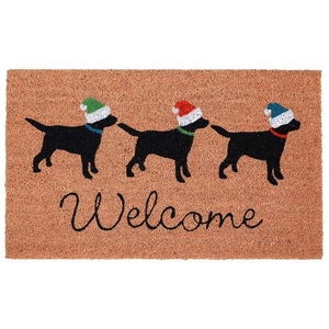 Liora Manne Natura Three Dogs Holiday Outdoor Mat Natural 18"x30"