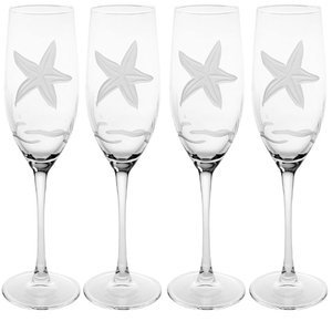 Starfish 8 oz Flute Glasses Set of 4