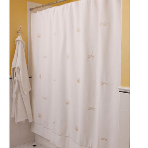 Shower Curtain, Pure Cotton Diamond Pique - Scallops & Starfish (Beige)