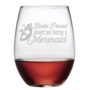 Not Being a Mermaid Stemless 21 oz Wine Glasses (Set of 4)
