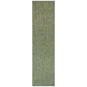 Liora Manne Carmel Texture Stripe Indoor/Outdoor Rug Green 23"X7'6"
