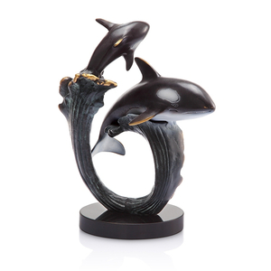 Orca Pair On Wave Statue