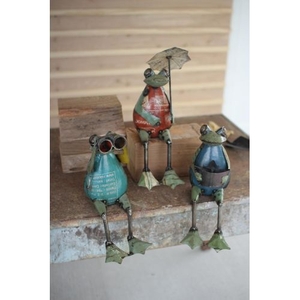 Recycled Iron Frogs, Set of 3