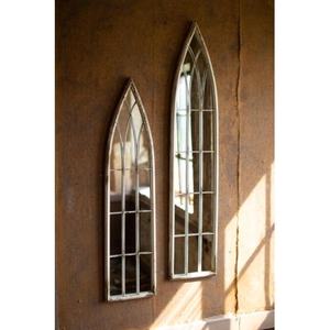 Tall Metal Painted Iron Church Mirrors, Set of 2