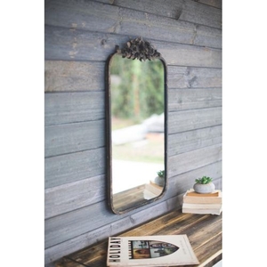 Rectangle Metal Mirror With Flower Details