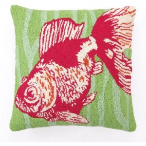 Goldfish Green Hooked Pillow