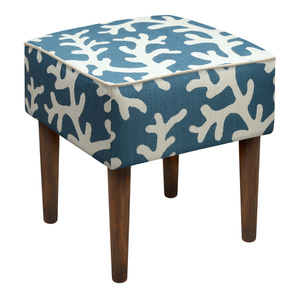 Coral Linen-Upholstered Stool