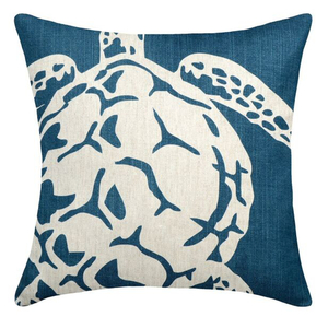 Sea Turtle Navy Linen Pillow