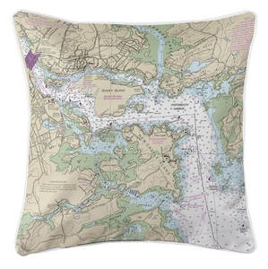 Portsmouth Harbor, NH Nautical Chart Pillow