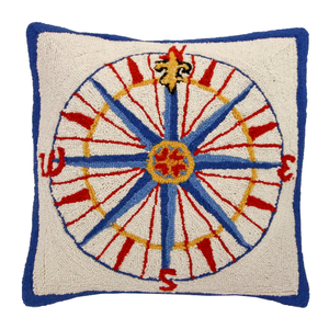 Compass Rose Hand Hook Pillow
