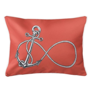 Infinity Anchor Coral Lumbar Coastal Pillow