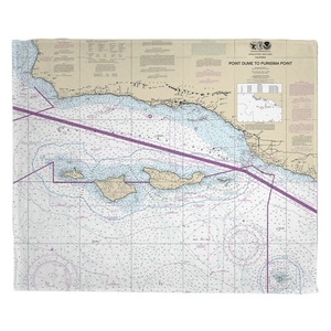 Point Dume to Purisima Point, CA Nautical Chart Fleece Throw Blanket