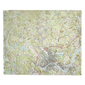 Haverhill, MA (1987) Topo Map Fleece Throw Blanket
