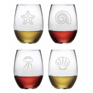 Coastal Treasures Stemless Wine Glass Set