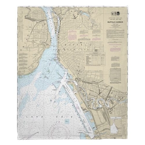 Buffalo Harbor, NY Nautical Chart Fleece Throw Blanket