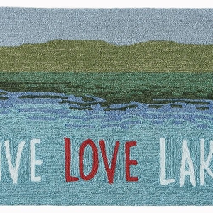 Liora Manne Frontporch Live Love Lake Indoor/Outdoor Rug Water 24"x36"