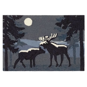 Liora Manne Frontporch Moonlit Moose Indoor/Outdoor Rug Night 20"x30"