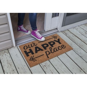 Happy Place Coir Doormat with Backing