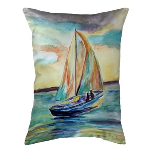 Teal Sailboat Large Noncorded Pillow 16x20