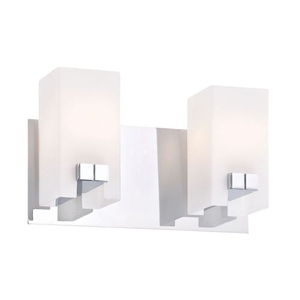 Gemelo 2 Light Vanity In Chrome And White Opal Glass