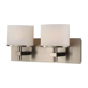 Ombra 2 Light Vanity In Satin Nickel And White Opal Glass