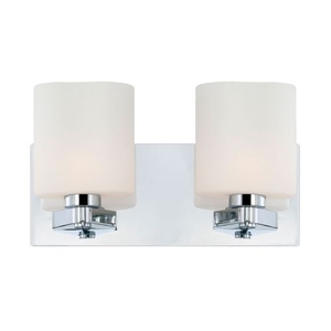Embro 2 Light Vanity In Chrome And Oval White Opal Glass