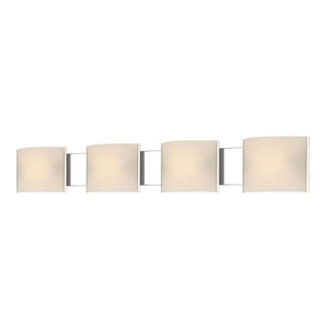 Pannelli 4 Light Vanity In Chrome And Hand-Moulded White Opal Glass