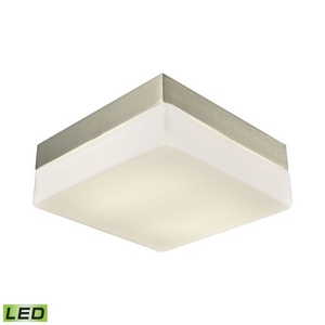 Wyngate 2 Light Square Led Flushmount In Satin Nickel And Opal Glass - Medium