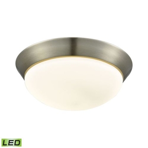 Contours 1 Light Led Flushmount In Satin Nickel And Opal Glass - Large