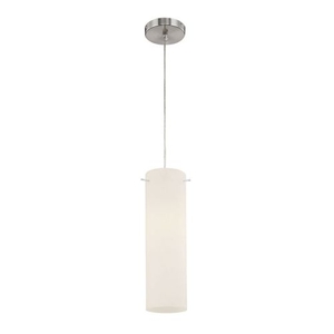 Tubo 1 Light Pendant In Chrome And White Opal Glass