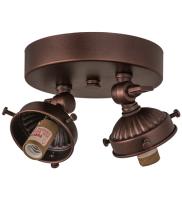 5"W Mahogany Bronze 2 Lt Flushmount Hardware