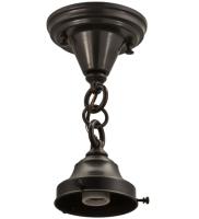 5"W Revival Craftsman Brown On Brass 1 Lt Flushmount Hardware