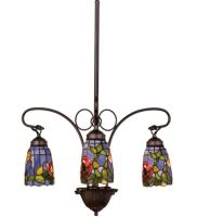 23"W Tiffany Rosebush 3 Lt Chandelier