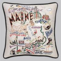 Maine State Embroidered  Pillow
