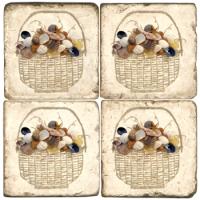 Shell Basket Marble Coasters Set Of 4