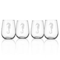 Seahorse Stemless Wine Glass Tumbler S/4