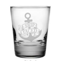 Ship Faced Etched Dof Glass Set