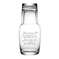 Mermaid Kisses Etched Bedside Night Bottle 2Pc Set
