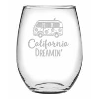 Californis Dreamin' Etched Stemless Wine Glass Set