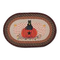 Black Cat Pumpkin Oval Patch Rug