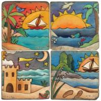 Coastal Fun Coasters, Set Of 4