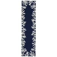 Coral Border Navy Rug 24" X 8'