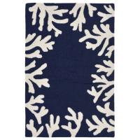 Coral Border Navy Rug 42" X 66"