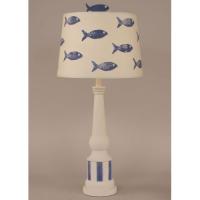 Fish Themed Striped Pedestal Accent Lamp School of fish shade 