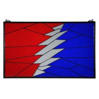 27" W X 16.75" H Greatful Dead Stained Glass Window