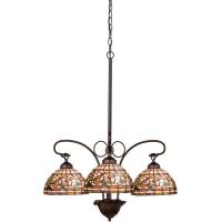 24" W Tiffany Turning Leaf 3 Lt Chandelier