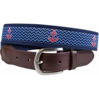 Anchors Away (Navy) Leather Tab Belt